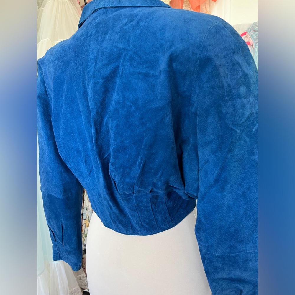 Wilson’s Leather Vintage 80s blue suede cropped leather jacket - Picture 6 of 9